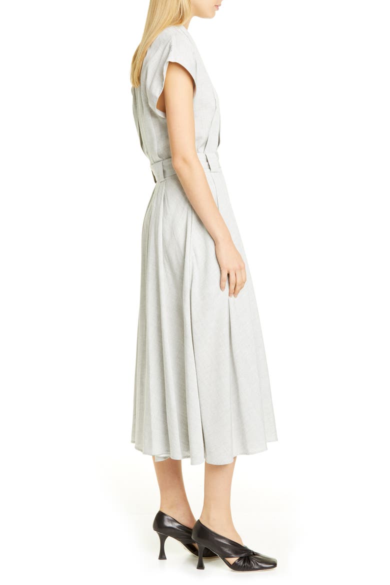 Suiting Faux Wrap Midi Dress, Alternate, color, GREY MELANGE