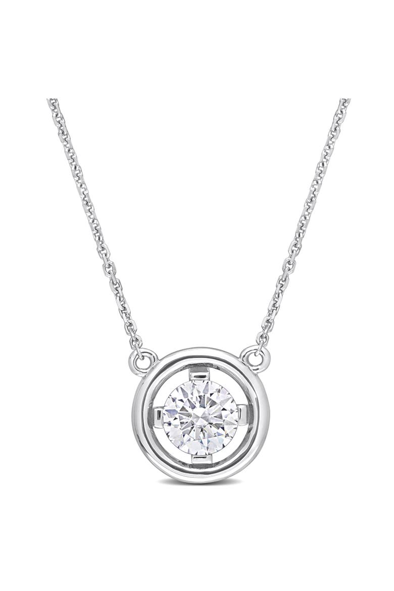 Moissanite Floating Halo Necklace 14k, Main, color, 14k White Gold