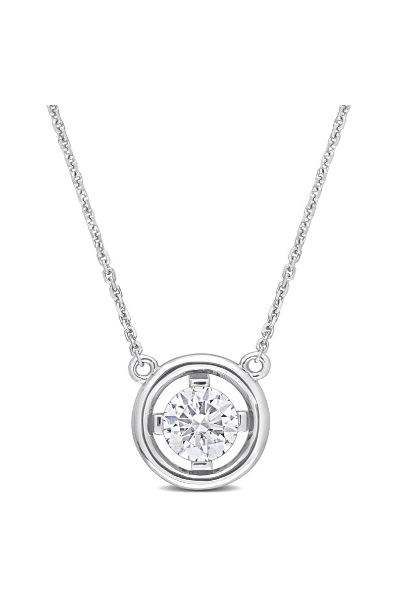 Julianna B. Moissanite Floating Halo Necklace 14k, Main, color, 14K White Gold