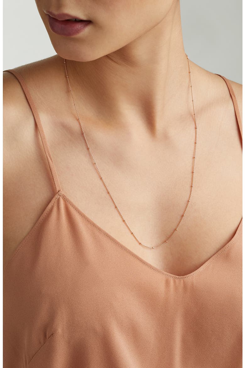 16-Inch Fine Bead Station Necklace, Alternate, color, ROSE GOLD