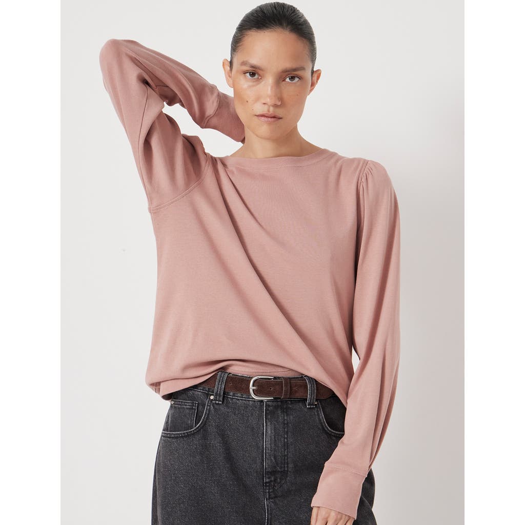 Hush Emily Puff Sleeve Cotton Jersey Top In Pink