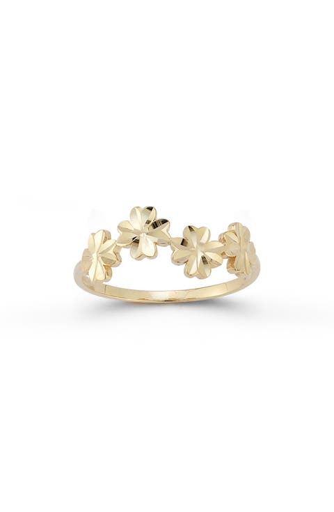 14K Gold Flower Ring