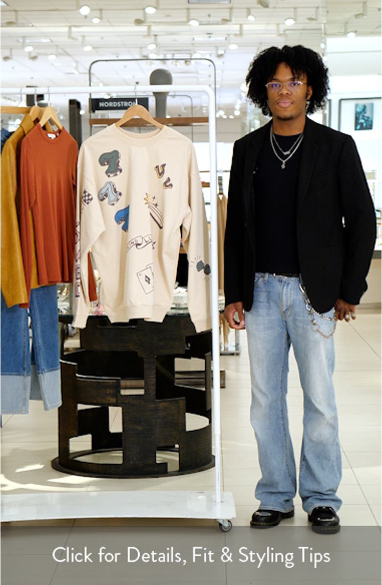 Feeling Lucky Reversible Crewneck Graphic Sweatshirt, sales video thumbnail