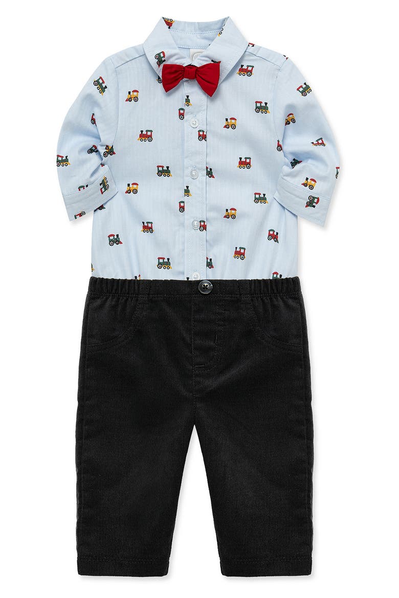 Kids' Holiday Bow Tie Pants Set, Alternate, color, BLUE