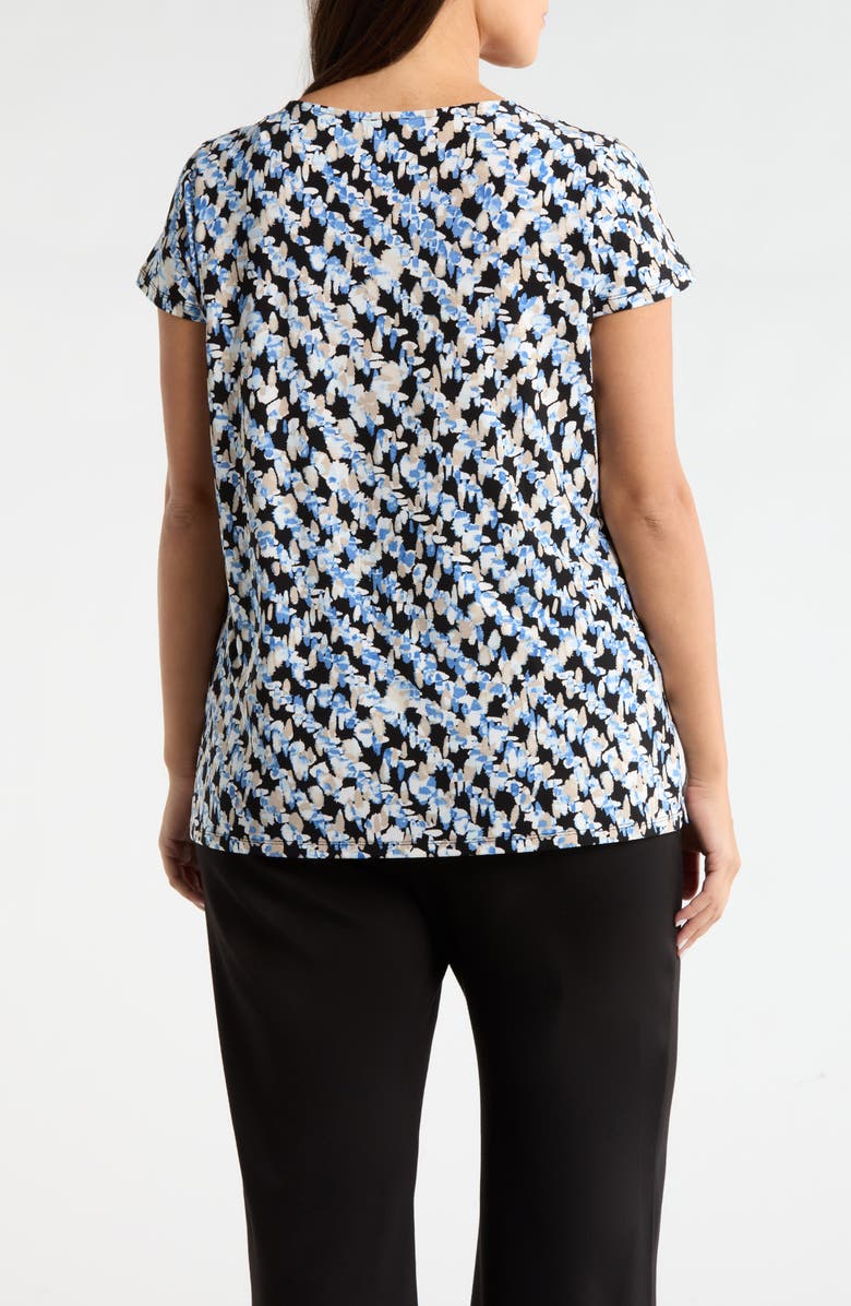AK ANNE KLEIN Print Cap Sleeve Top, Alternate, color, Blue Yonder Mlt