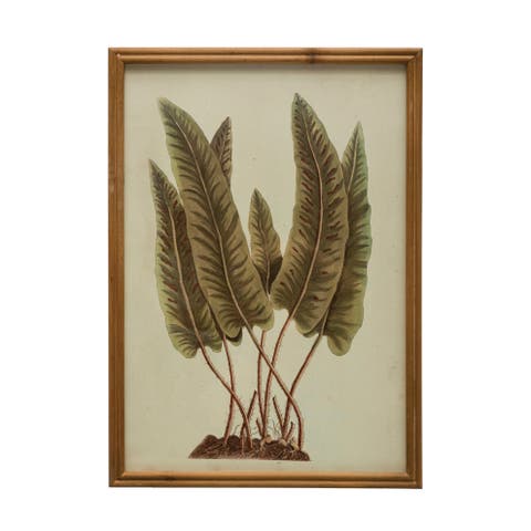 Wood Framed Botanical Print with Glass Cover, Multicolor