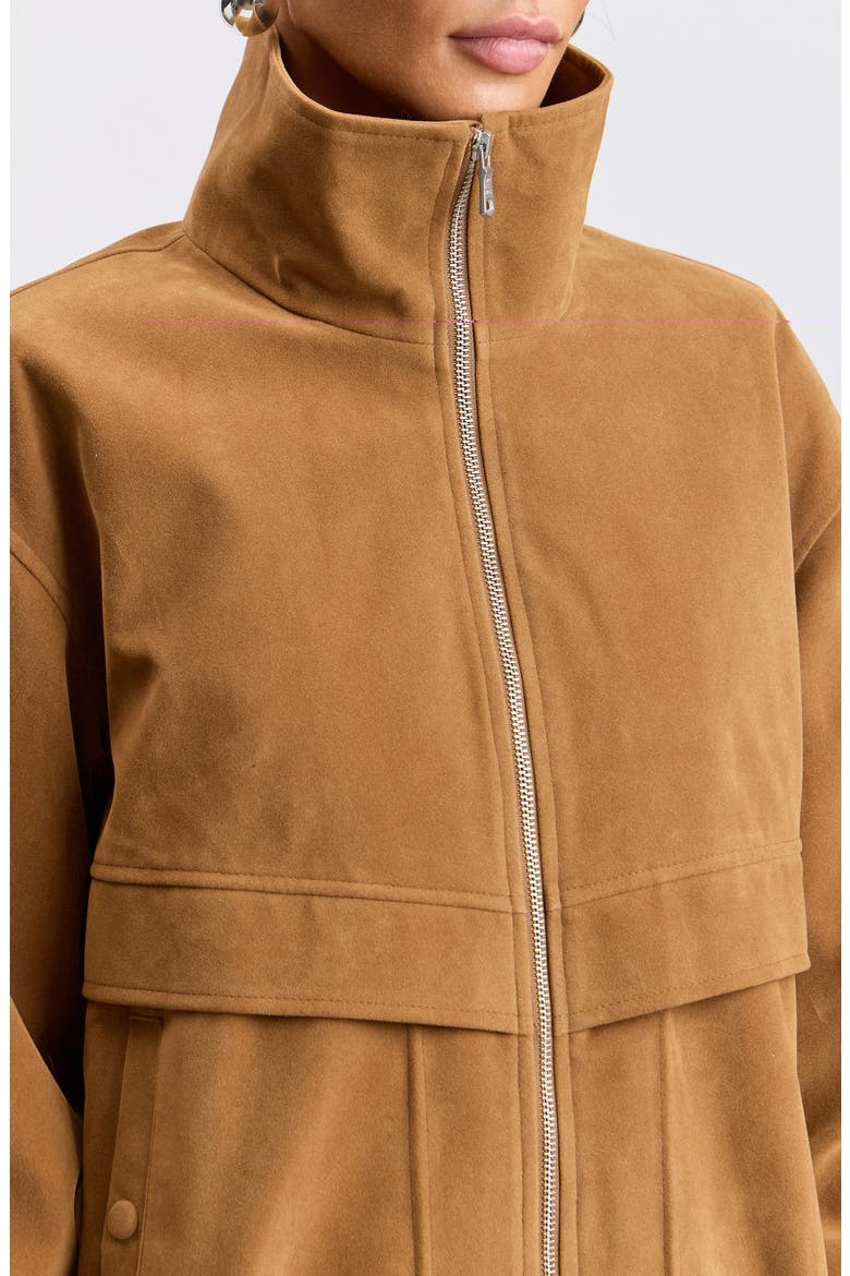 Oversized Faux Suede Bomber Jacket, Alternate, color, LUGGAGE