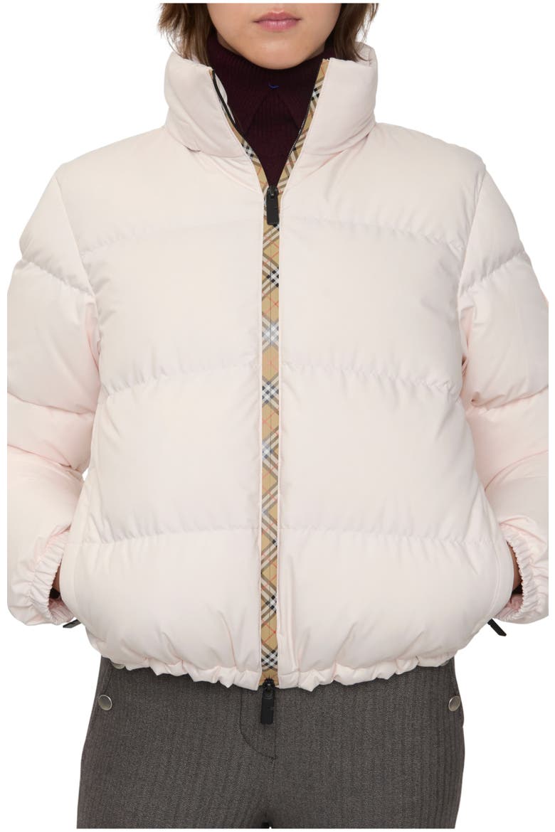 Check Trim Ambleside Puffer Jacket, Main, color, Flora pink