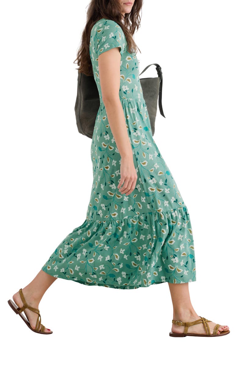 Seasalt Cornwall Tor View Tiered Maxi Dress, Alternate, color, Chalk Flower Sage Leaf