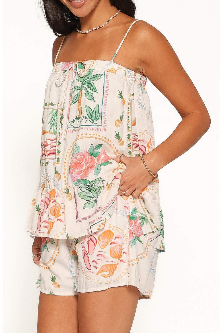 Narella Two-Piece Camisole & Shorts Set, Alternate, color, CREAM PALM PRINT