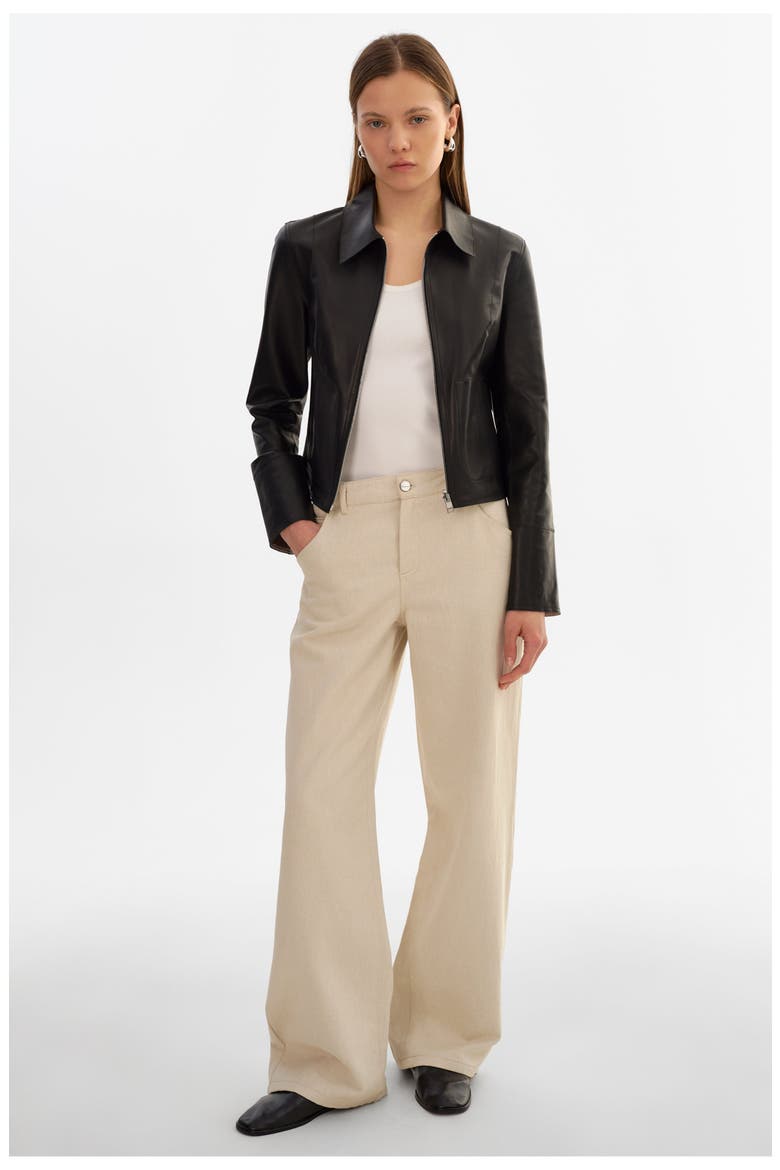 Clarie | Reversible Leather Jacket, Alternate, color, Black/Silver
