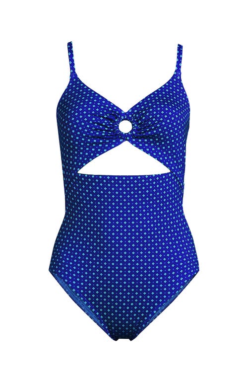 Lands' End O-ring Monokini One Piece Swimsuit In Sapphire Ice Geo