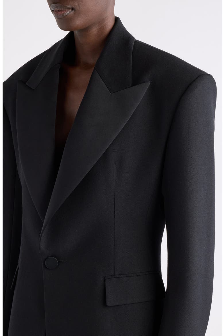 One Button Wool Tuxedo Blazer, Alternate, color, NOIR