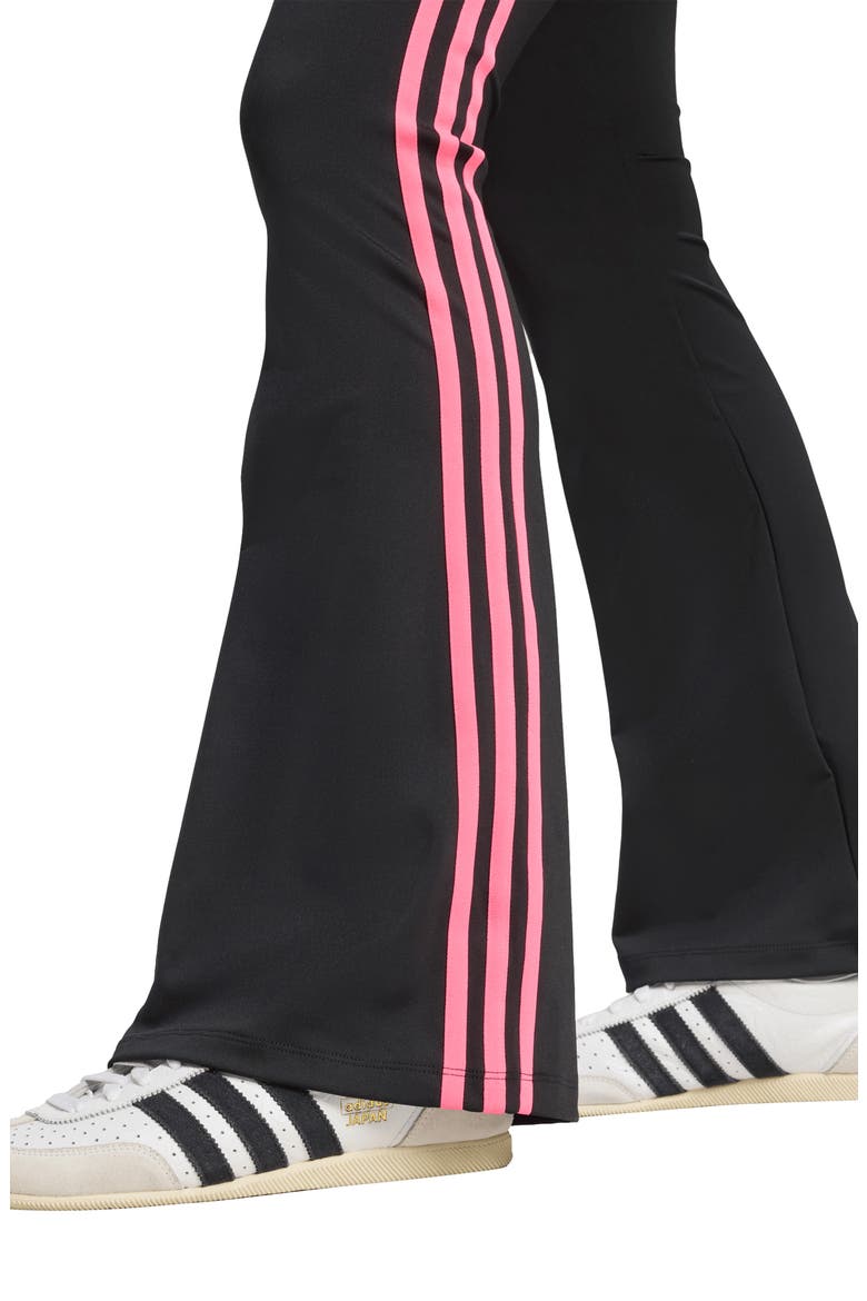 3-Stripes Flare Leggings, Alternate, color, BLACK/ LUCID PINK