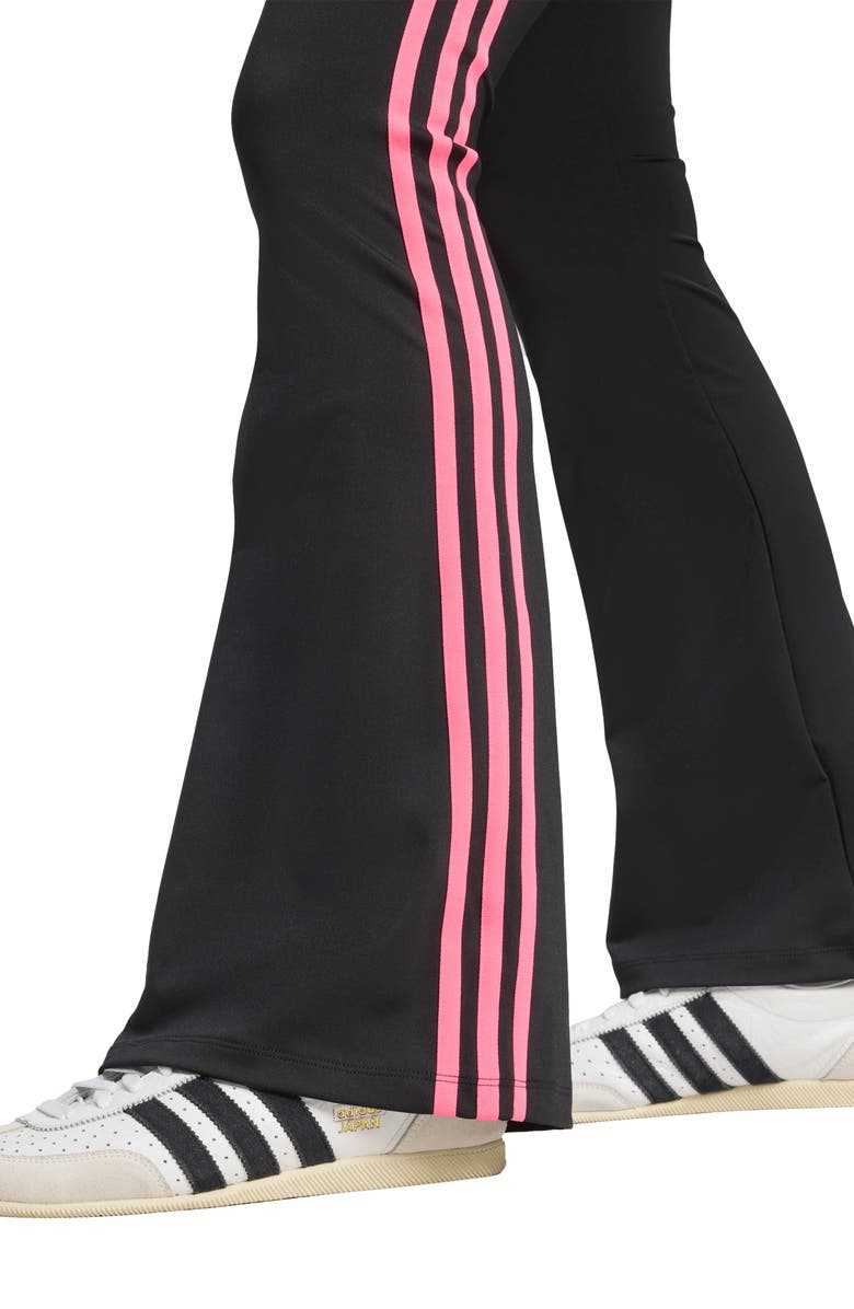 adidas 3-Stripes Flare Leggings, Alternate, color, Black/ Lucid Pink