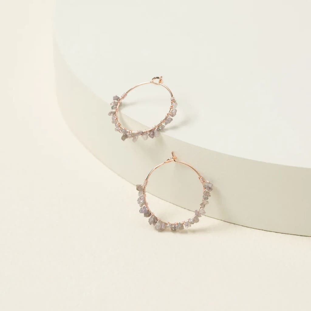Pink Rough Diamond Hoop Earrings by Ariana Ost  product
