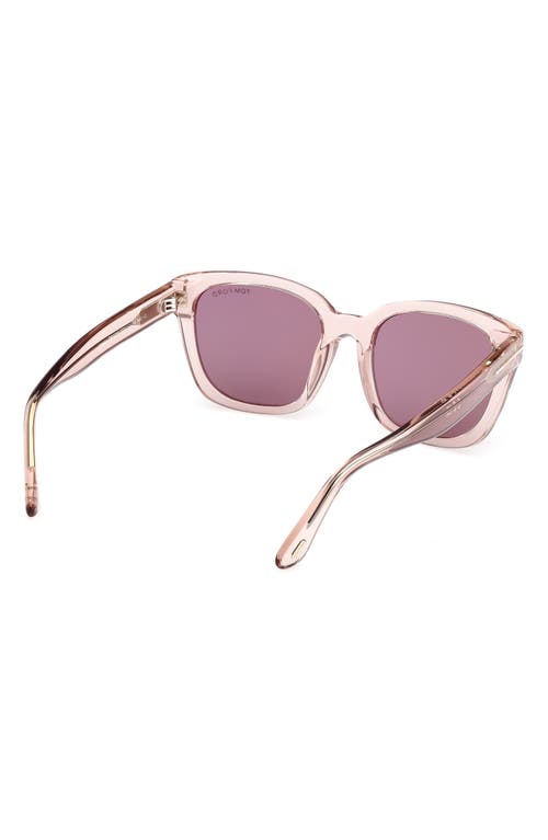 Tom Ford Haylay 53mm Square Sunglasses In Shiny Transparent Powder Rose