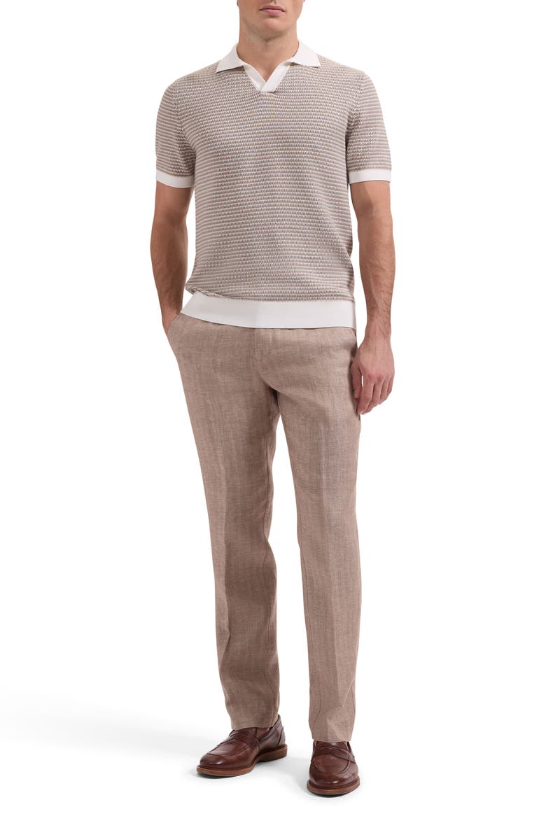 Bugatchi Johnny Collar Stripe Sweater, Alternate, color, Camel