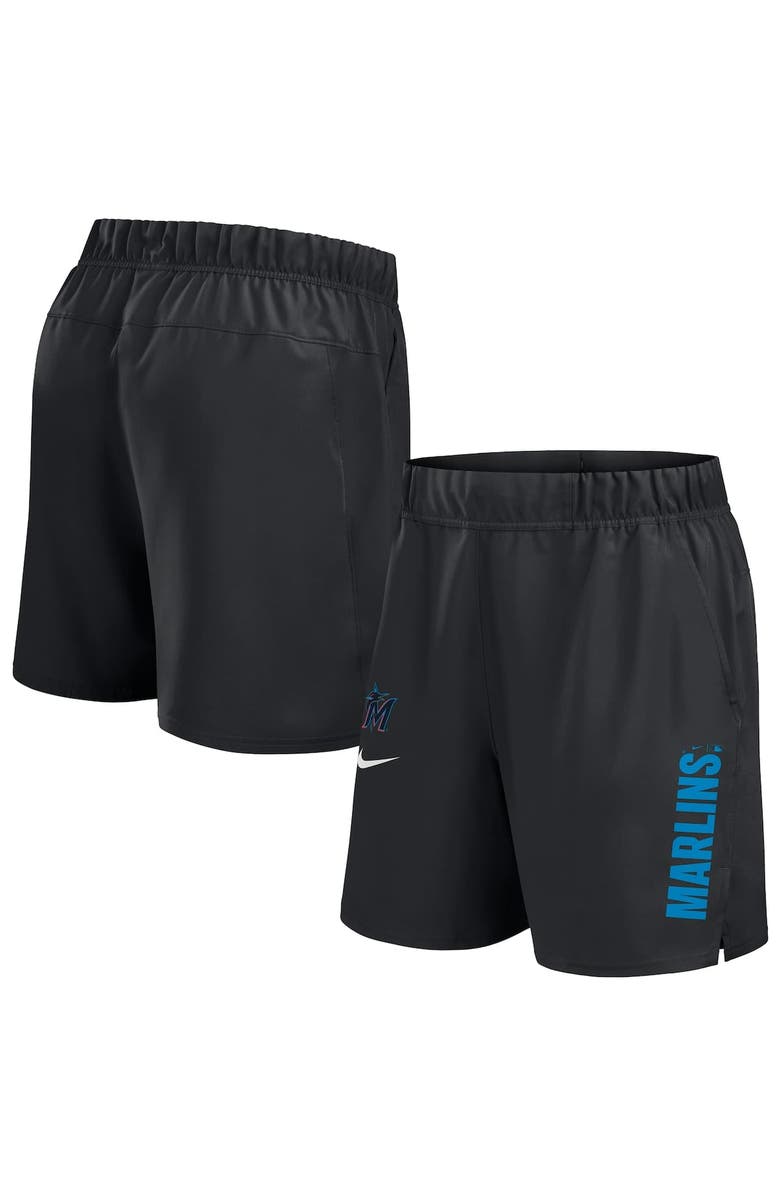 Nike Men's Nike Black Miami Marlins Woven Victory Performance Shorts, Alternate, color, Black