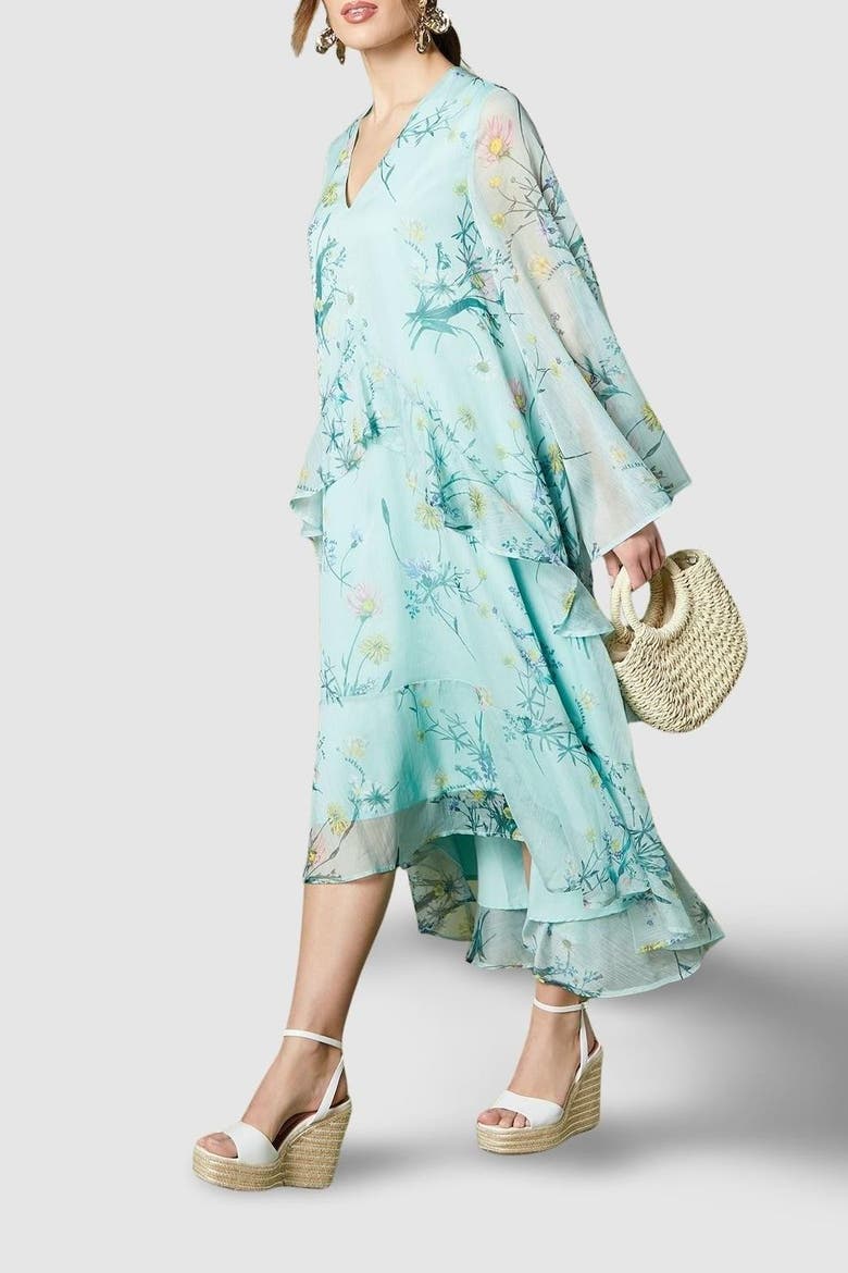 Volume Frill Maxi Dress, Alternate, color, Sage