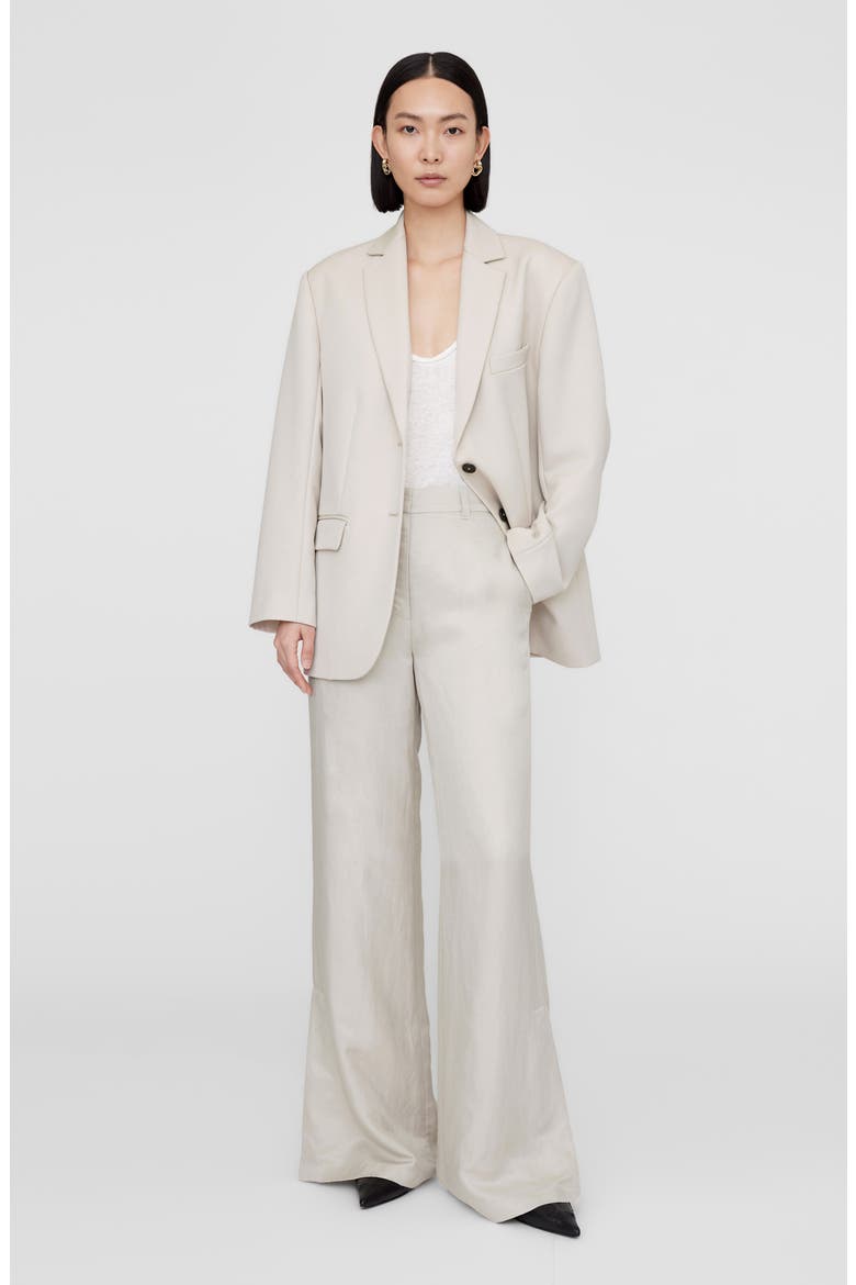 Lyra Wide Leg Linen Blend Trouser, Alternate, color, DOVE LINEN BLEND