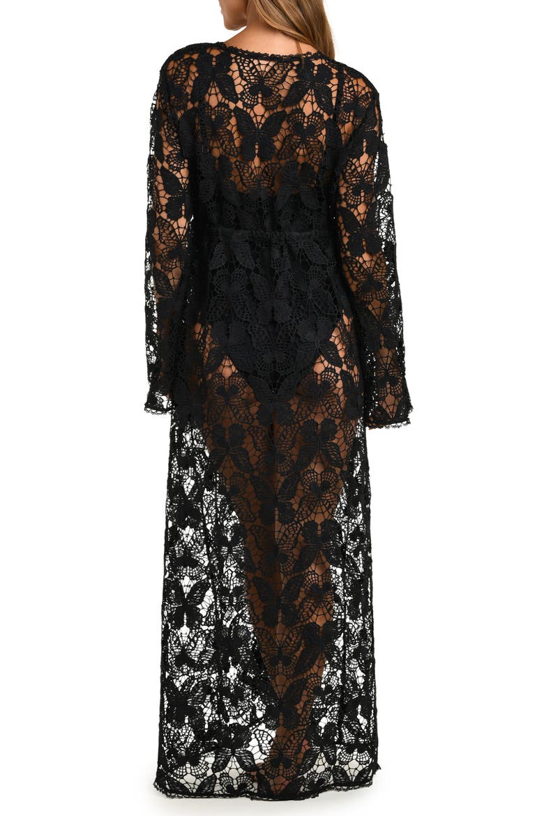 Butterfly Long Sleeve Cover-Up, Alternate, color, BLACK