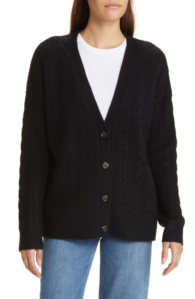 Nordstrom Cable Stitch Oversize Button-Up Sweater, Alternate, color,
