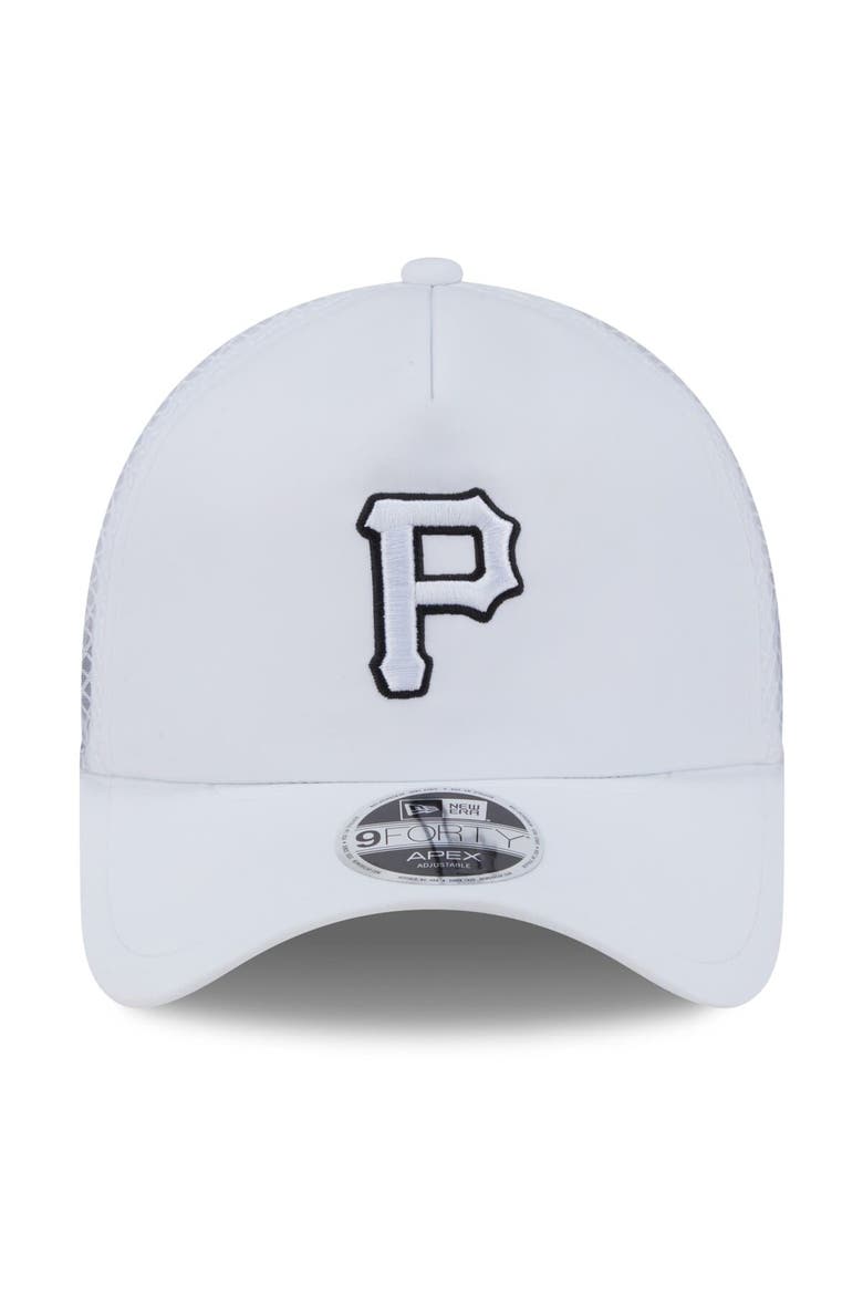 Men's New Era White Pittsburgh Pirates 2026 Batting Practice Apex 9FORTY Adjustable Trucker Hat, Alternate, color, White
