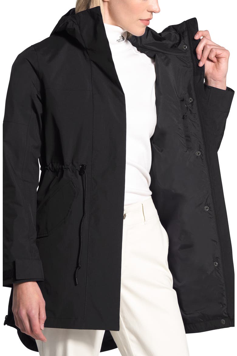 Metroview Trench Water Repellent & Windproof Rain Coat, Alternate, color, BLACK