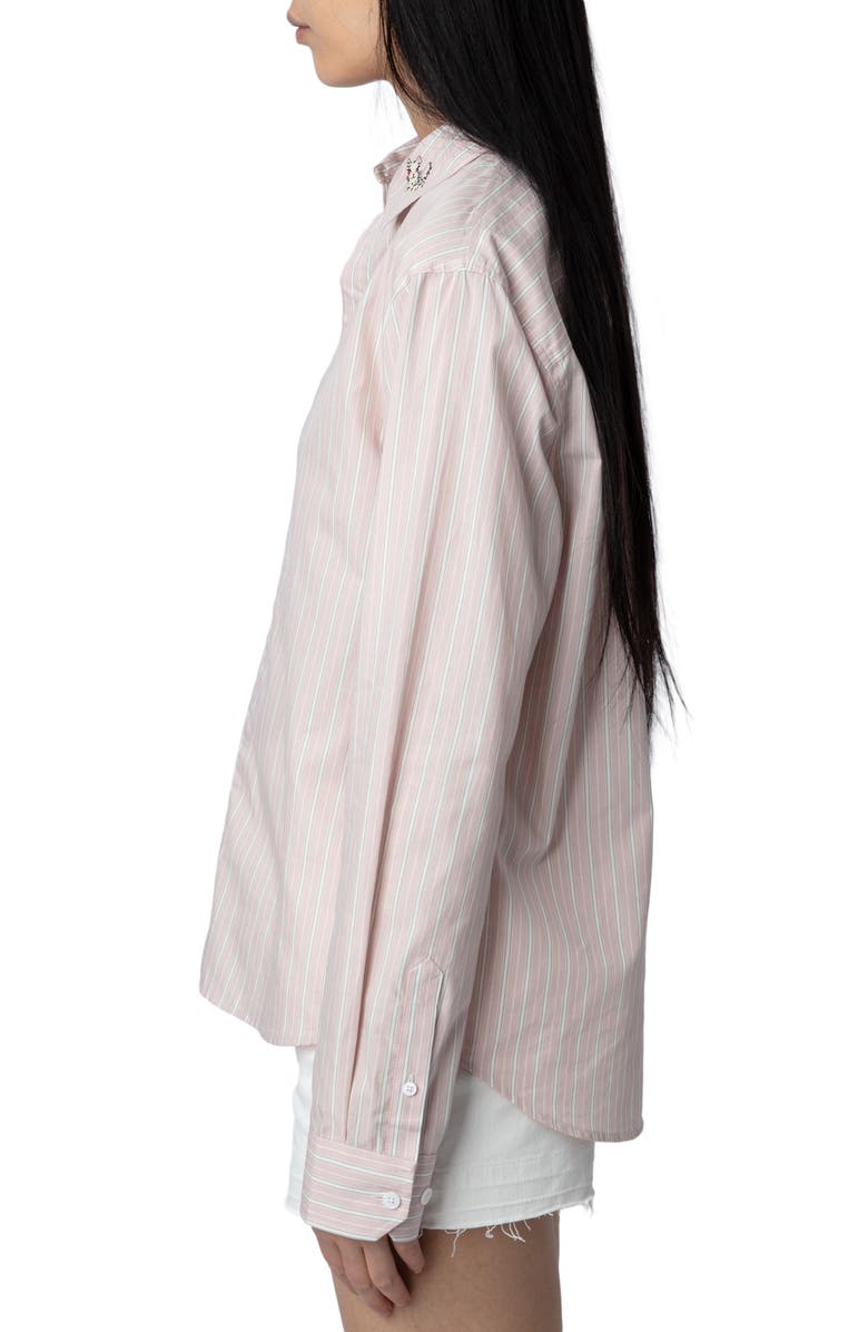 Zadig & Voltaire Sydna Raye Cool Cat Stripe Cotton Button-Up Shirt, Alternate, color, 