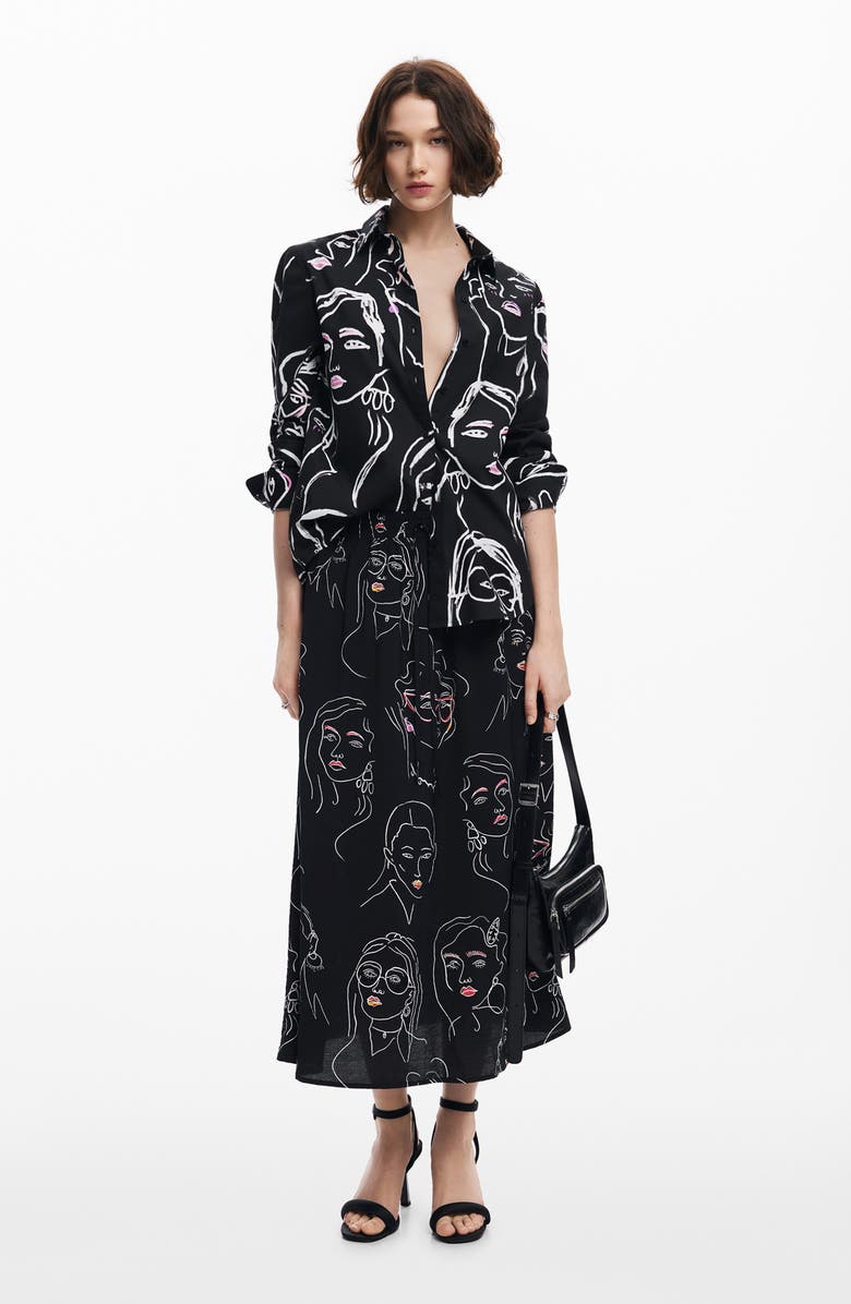 Desigual Cam Faces Shirt, Alternate, color, Black