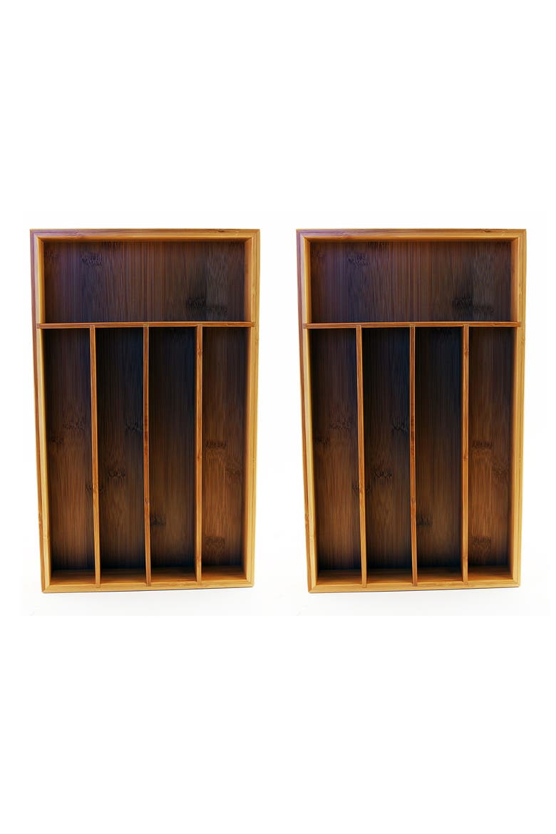 International 5-Slot Bamboo Flatware Organizer - Set of 2, Main, color, NATURAL