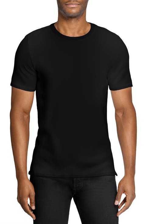 Asher Black Slub Stretch Cotton & Modal T-Shirt