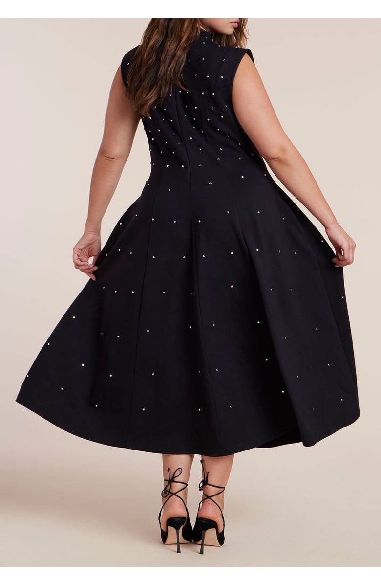 ELOQUII Stud Detail Ponte Midi Dress, Alternate, color, Black Onyx