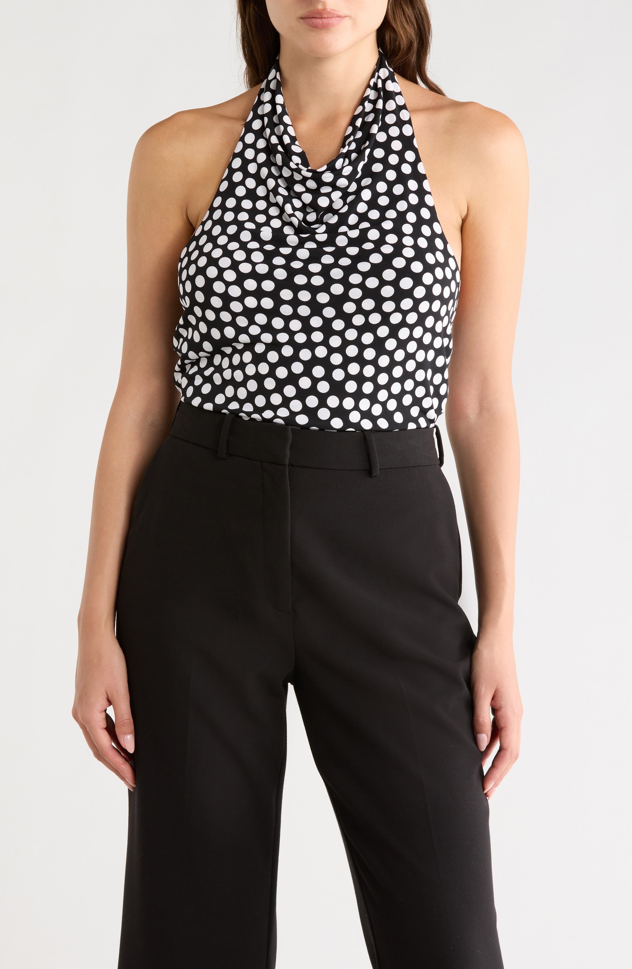 Renee C Polka Dot Knit Halter Top