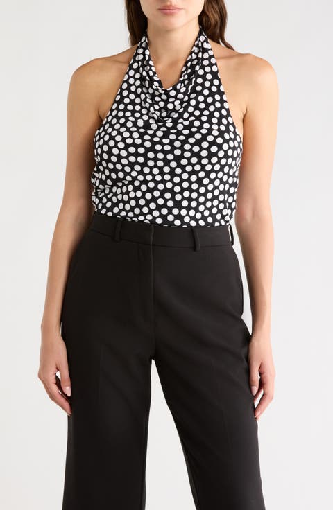 Polka Dot Knit Halter Top