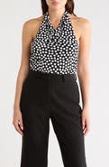 Renee C Polka Dot Knit Halter Top
