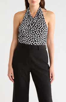 Renee C Polka Dot Knit Halter Top