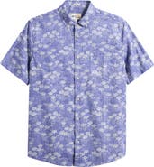 Reyn Spooner Kyoto Spring Floral Short Sleeve Cotton Blend Button-Down Shirt