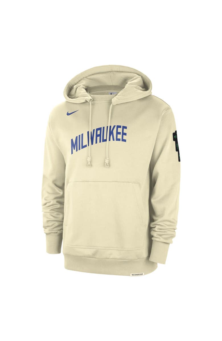 Nike Men's Nike Cream Milwaukee Bucks 2023/24 City Edition Courtside Standard Issue Pullover Hoodie, Alternate, color, 