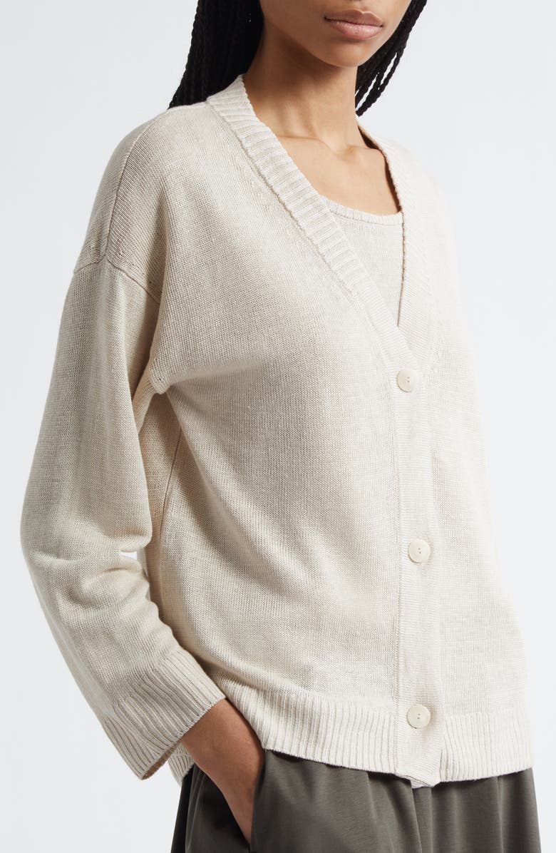 MM by Max Mara Alacre Linen Cardigan, Alternate, color, Sand