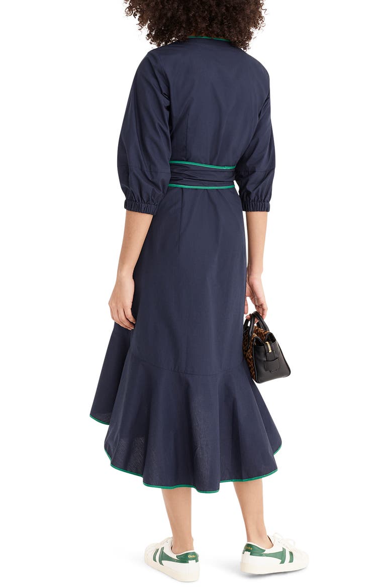 Tipped Cotton Poplin Dress, Alternate, color, NAVY