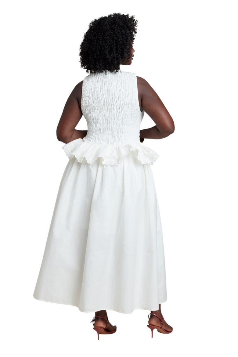 Trim Detail Peplum Midi Dress, Alternate, color, JET STREAM