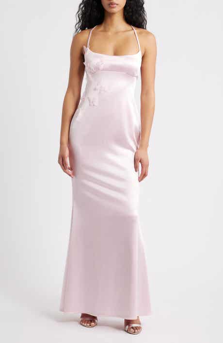 Royale Satin Lace Up Back Gown