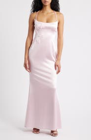 Jump Apparel Royale Satin Lace Up Back Gown
