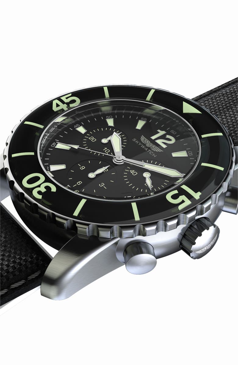 SKYWATCH Classic Chronograph Woven Strap Watch, 46mm, Alternate, color, 