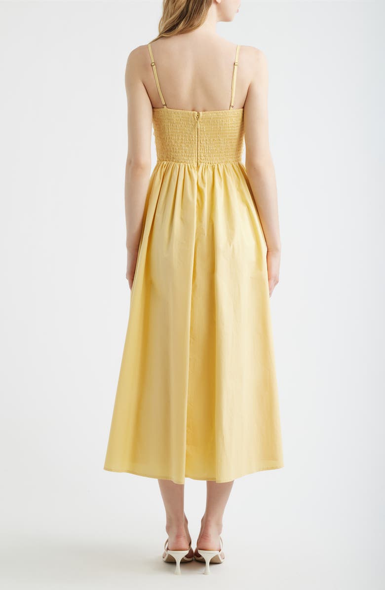 FREEMARKET Smock Bodice Cotton Sundress, Alternate, color, Butter Yellow