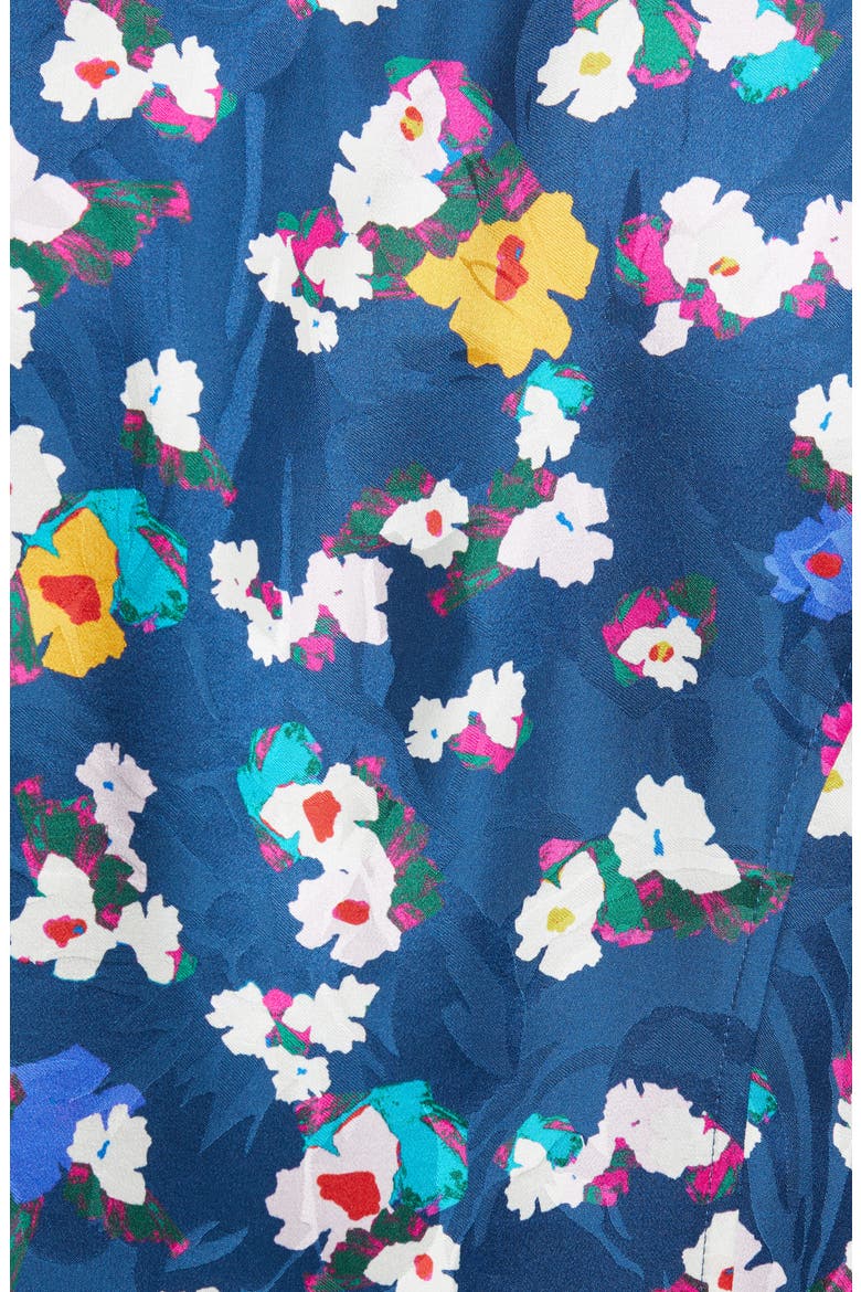 Thelma Floral Silk Jacquard Long Sleeve Silk Midi Dress, Alternate, color, BRUSHED FLORAL LARGE NAVY
