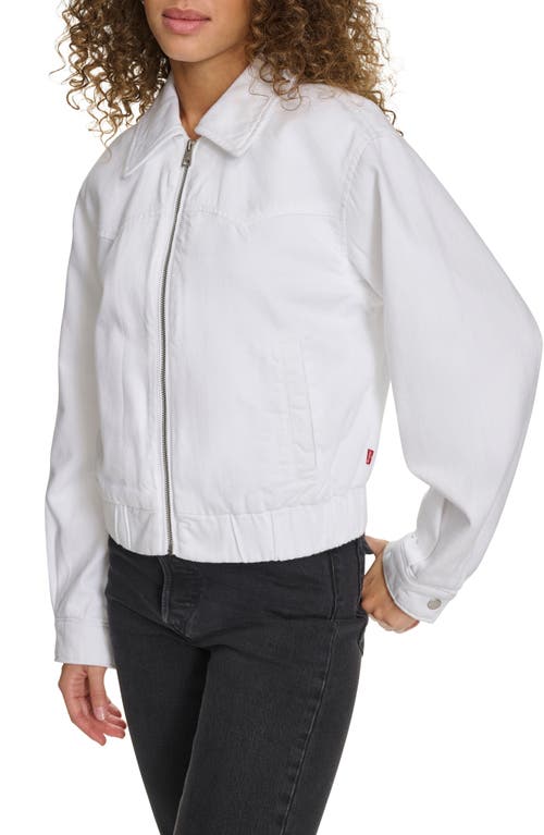 Levi's Women's Western Zip-front Denim Bomber Jacket In White Wash Denim