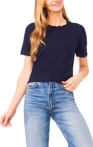 CeCe Scallop Neck Sweater